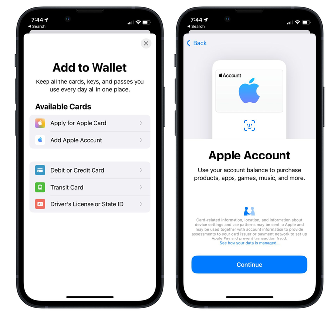 蓬江苹果手机维修分享iOS 15.5钱包App如何添加 Apple 账户 
